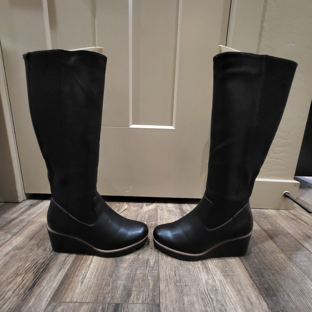 Soul Naturalizer tall black wedge boots. Size 7.5.